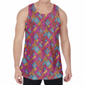 Indian Patchwork Pattern Print Men's Velvet Tank Top