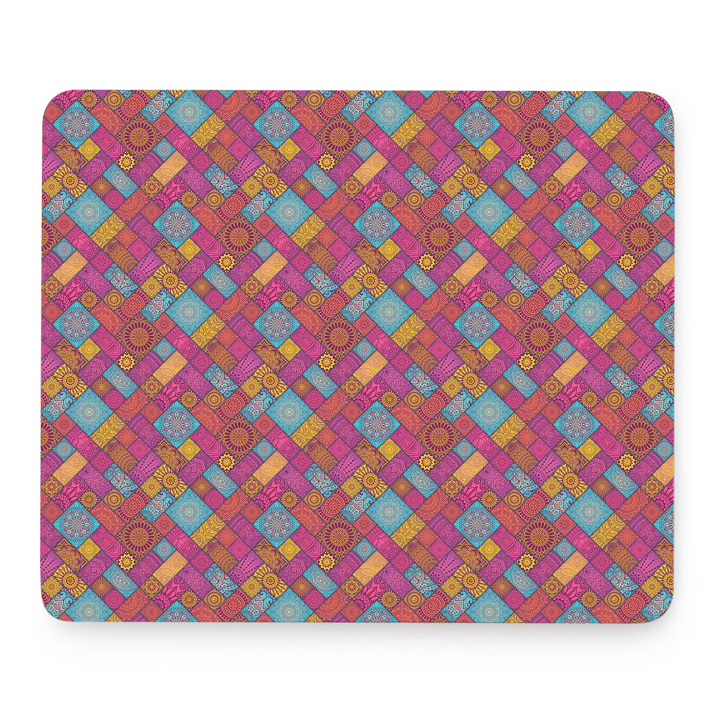 Indian Patchwork Pattern Print Mouse Pad