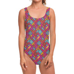 Indian Patchwork Pattern Print One Piece Swimsuit