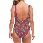 Indian Patchwork Pattern Print One Piece Swimsuit