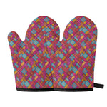 Indian Patchwork Pattern Print Oven Mitts