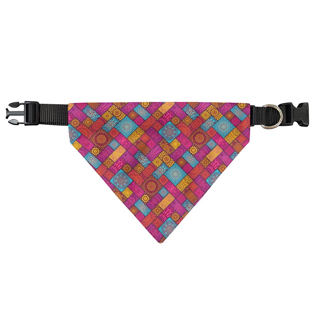 Indian Patchwork Pattern Print Over The Collar Dog Bandana