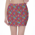 Indian Patchwork Pattern Print Pencil Mini Skirt