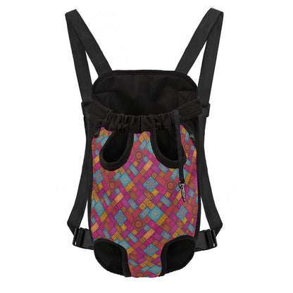 Indian Patchwork Pattern Print Pet Carrier Backpack