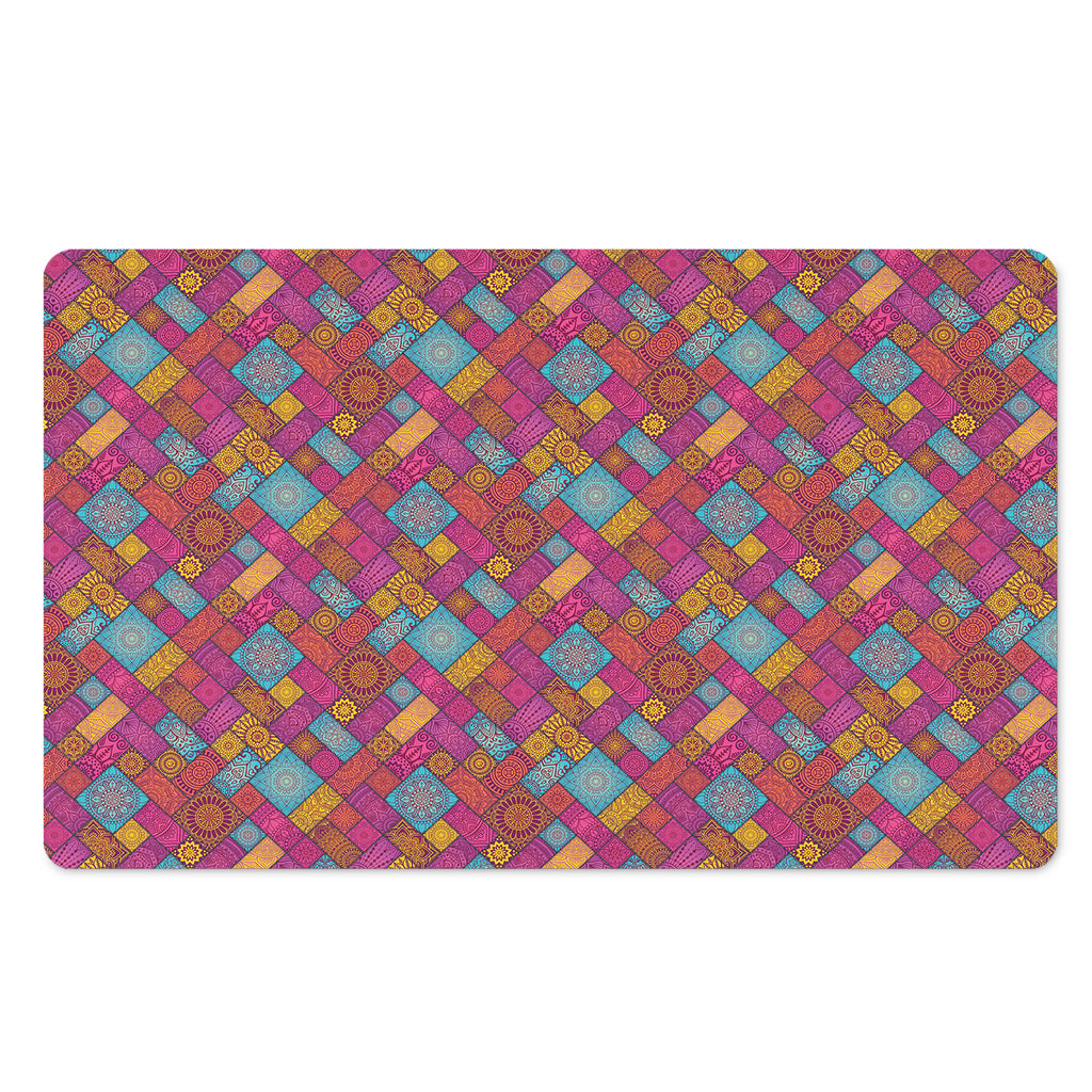 Indian Patchwork Pattern Print Polyester Doormat
