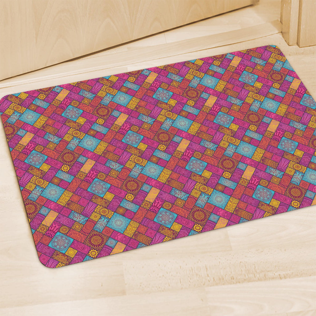 Indian Patchwork Pattern Print Polyester Doormat