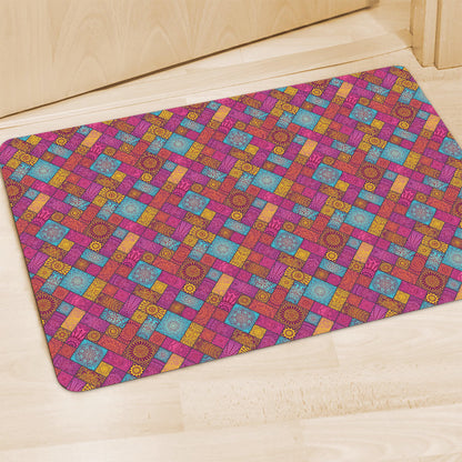 Indian Patchwork Pattern Print Polyester Doormat