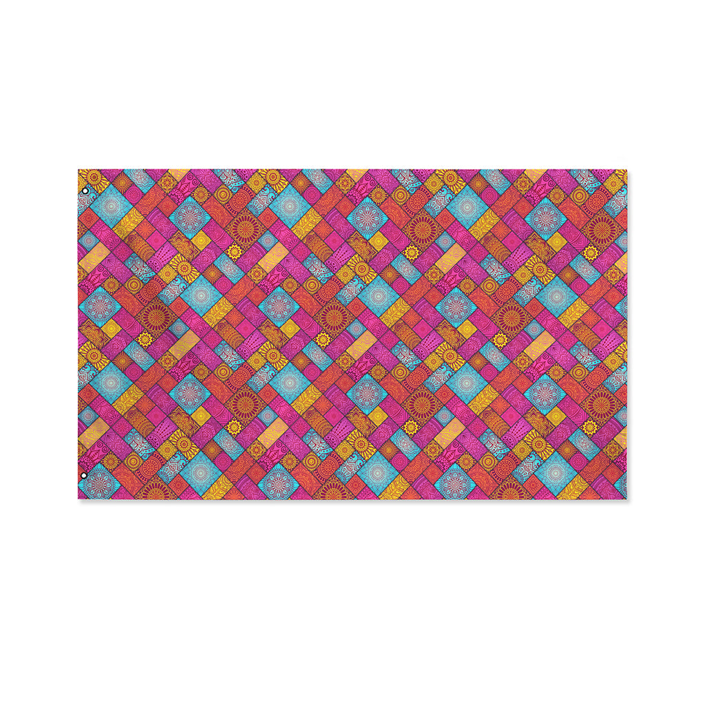 Indian Patchwork Pattern Print Polyester Flag