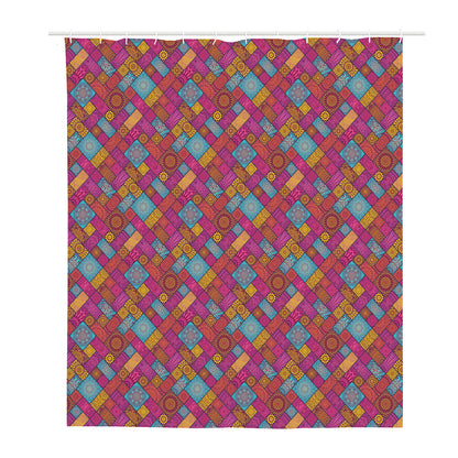 Indian Patchwork Pattern Print Polyester Shower Curtain