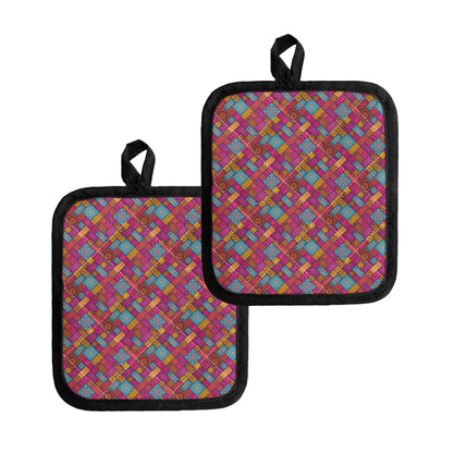 Indian Patchwork Pattern Print Pot Holders