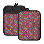 Indian Patchwork Pattern Print Pot Holders With Pocket
