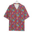 Indian Patchwork Pattern Print Rayon Hawaiian Shirt