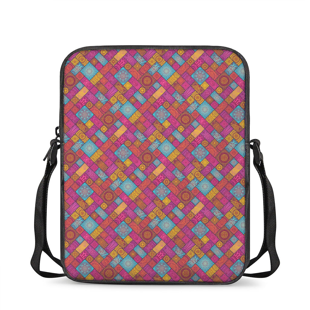 Indian Patchwork Pattern Print Rectangular Crossbody Bag