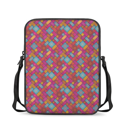 Indian Patchwork Pattern Print Rectangular Crossbody Bag