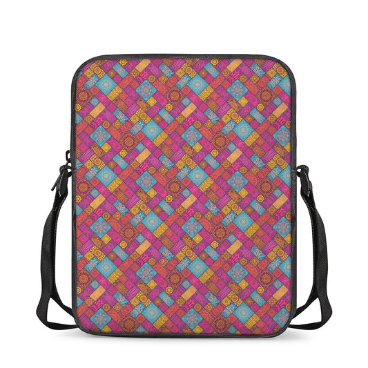 Indian Patchwork Pattern Print Rectangular Crossbody Bag