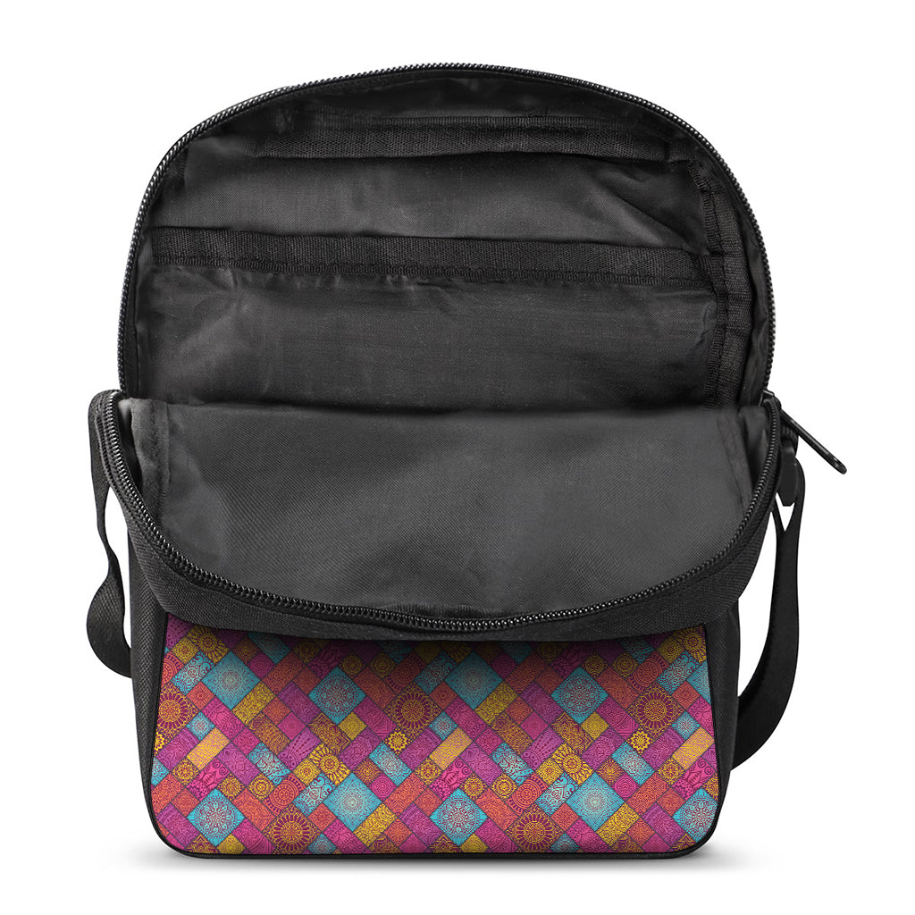 Indian Patchwork Pattern Print Rectangular Crossbody Bag