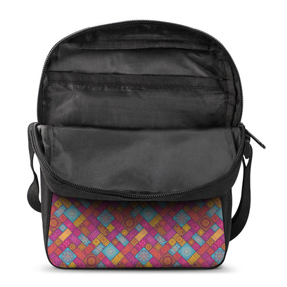 Indian Patchwork Pattern Print Rectangular Crossbody Bag