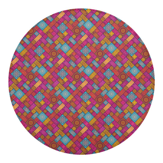 Indian Patchwork Pattern Print Round Blanket