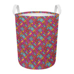 Indian Patchwork Pattern Print Round Laundry Basket