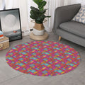 Indian Patchwork Pattern Print Round Rug