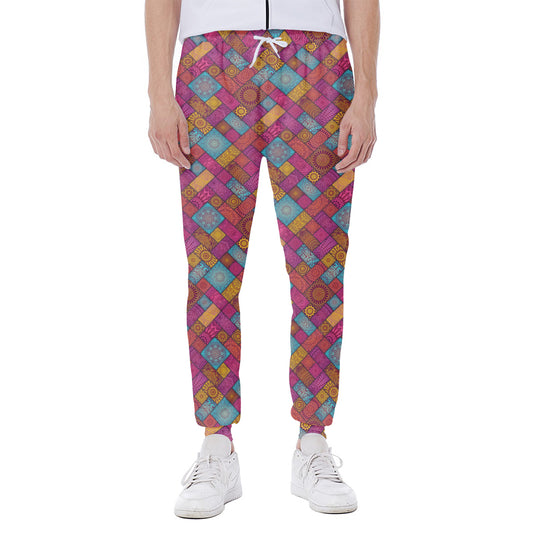 Indian Patchwork Pattern Print Scuba Joggers