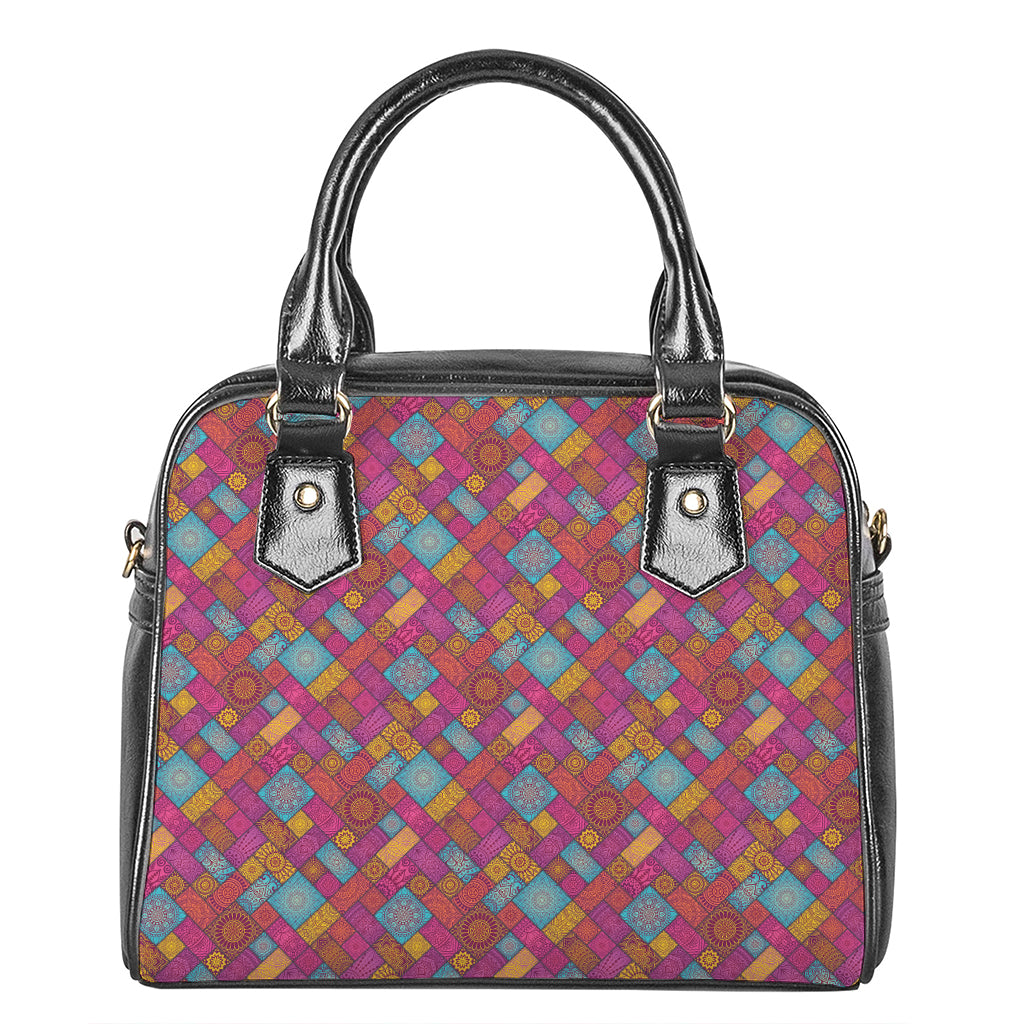 Indian Patchwork Pattern Print Shoulder Handbag