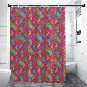 Indian Patchwork Pattern Print Shower Curtain