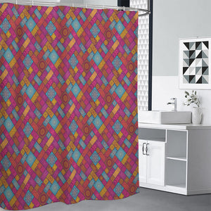 Indian Patchwork Pattern Print Shower Curtain