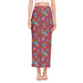 Indian Patchwork Pattern Print Side Slit Maxi Skirt