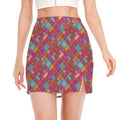 Indian Patchwork Pattern Print Side Slit Mini Skirt