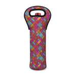 Indian Patchwork Pattern Print Single Neoprene Wine Tote