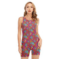Indian Patchwork Pattern Print Sleeveless One Piece Swimsuit