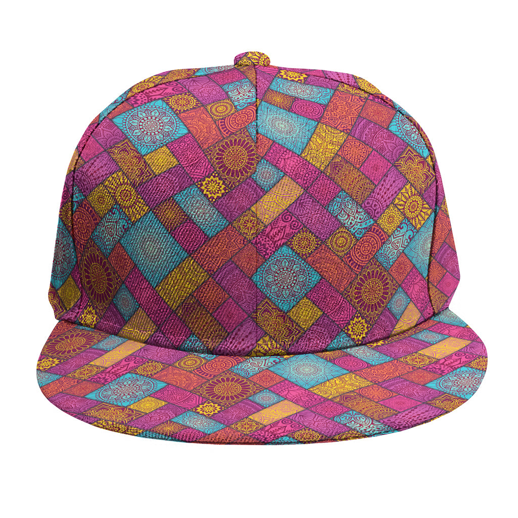 Indian Patchwork Pattern Print Snapback Cap