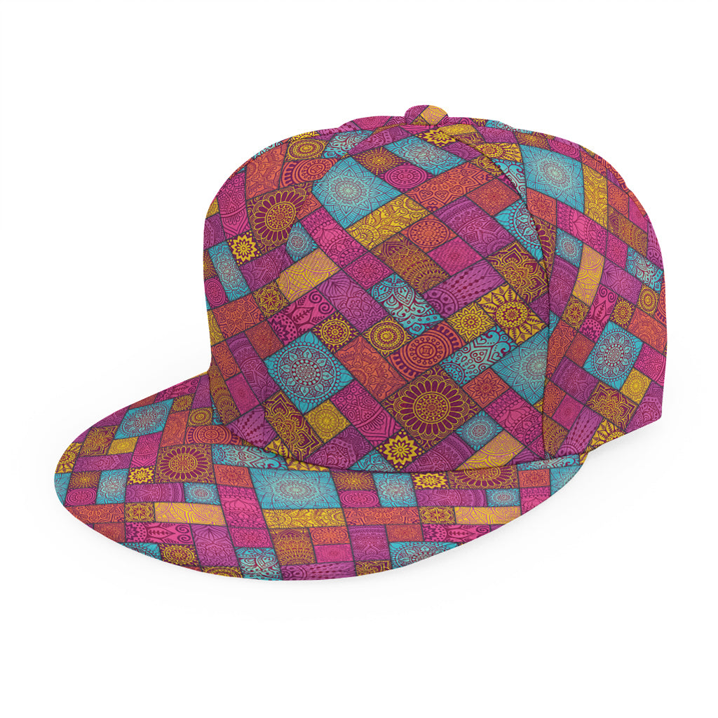 Indian Patchwork Pattern Print Snapback Cap