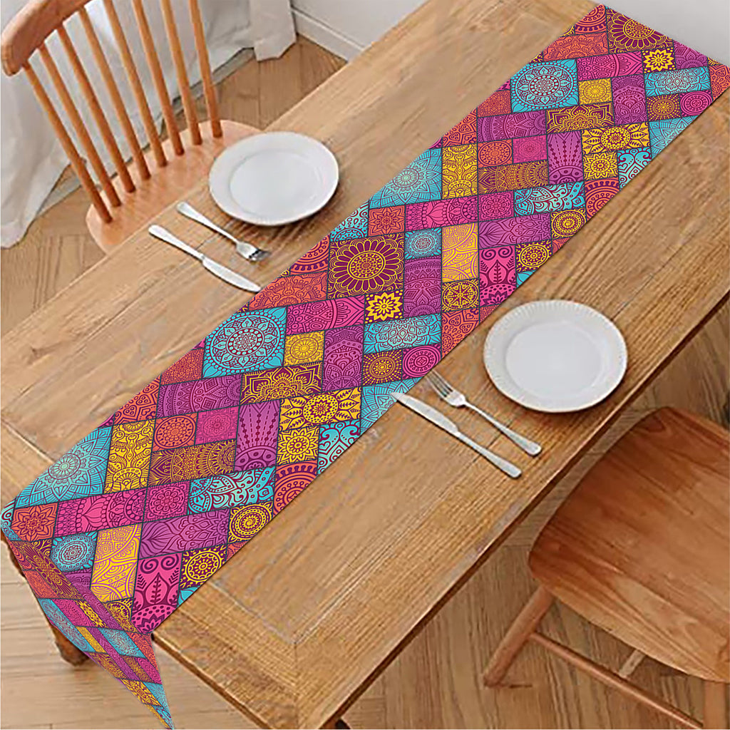 Indian Patchwork Pattern Print Table Runner
