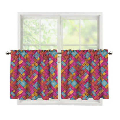 Indian Patchwork Pattern Print Tier Curtains