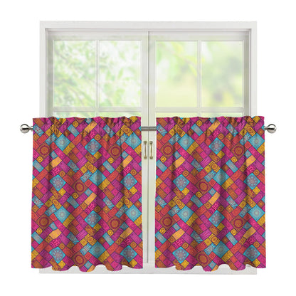 Indian Patchwork Pattern Print Tier Curtains