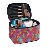 Indian Patchwork Pattern Print Travel Makeup Bag