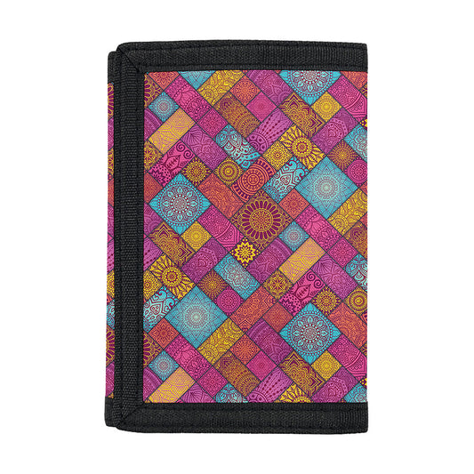 Indian Patchwork Pattern Print Trifold Wallet