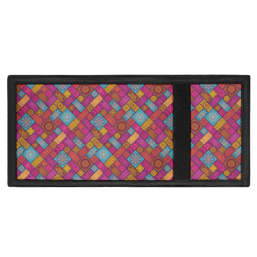 Indian Patchwork Pattern Print Trifold Wallet