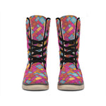 Indian Patchwork Pattern Print Winter Boots