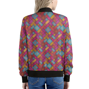 Indian Patchwork Pattern Print Women's Bomber Jacket