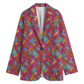 Indian Patchwork Pattern Print Women's Cotton Blazer