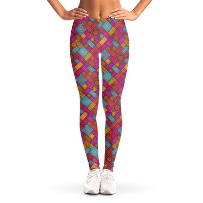 Indian Patchwork Pattern Print Women's Leggings
