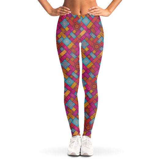 Indian Patchwork Pattern Print Women's Leggings