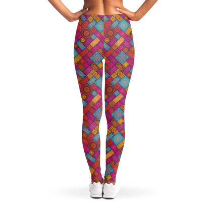 Indian Patchwork Pattern Print Women's Leggings