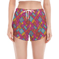 Indian Patchwork Pattern Print Women's Split Running Shorts