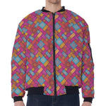Indian Patchwork Pattern Print Zip Sleeve Bomber Jacket