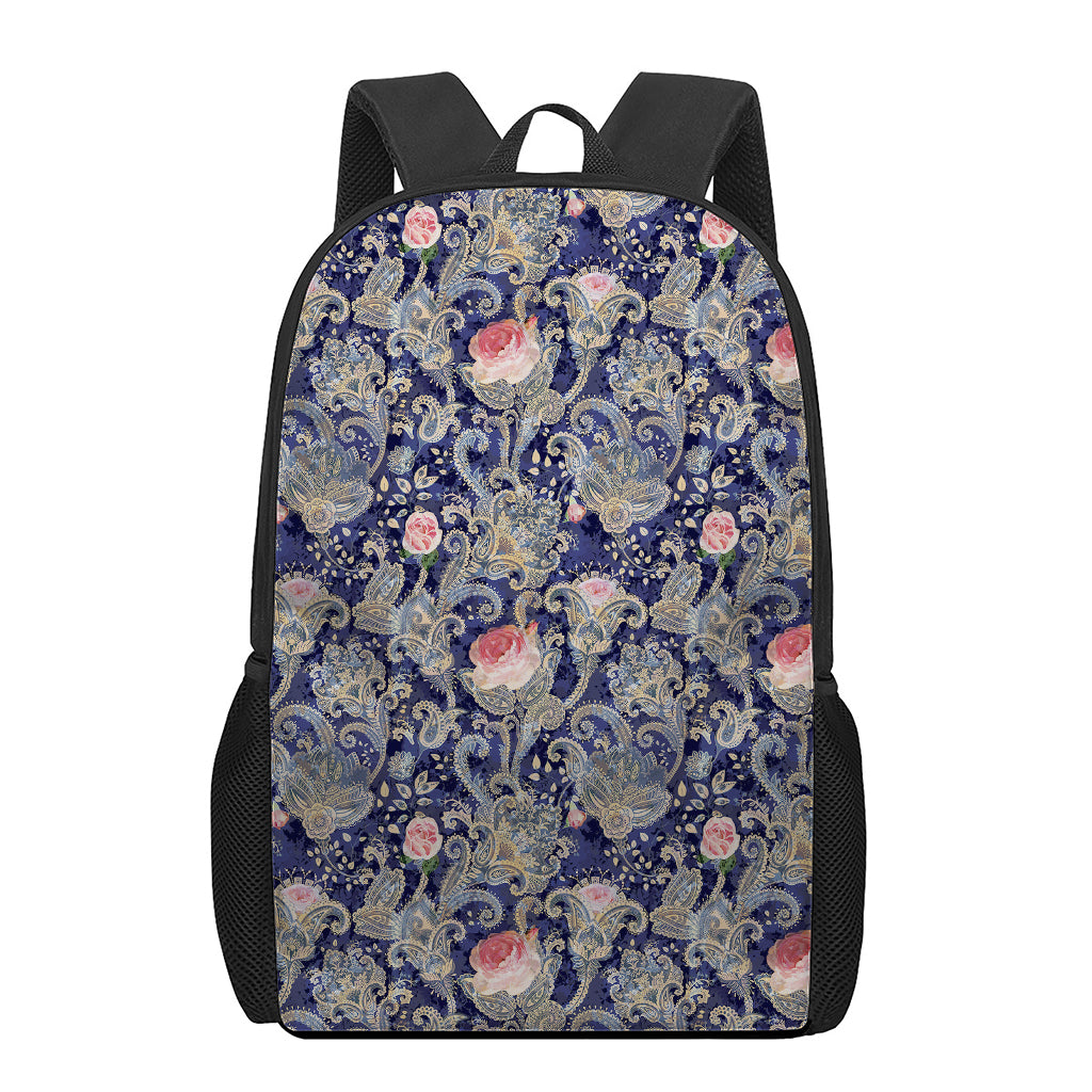 Indian Rose Paisley Pattern Print 17 Inch Backpack