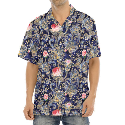 Indian Rose Paisley Pattern Print Aloha Shirt